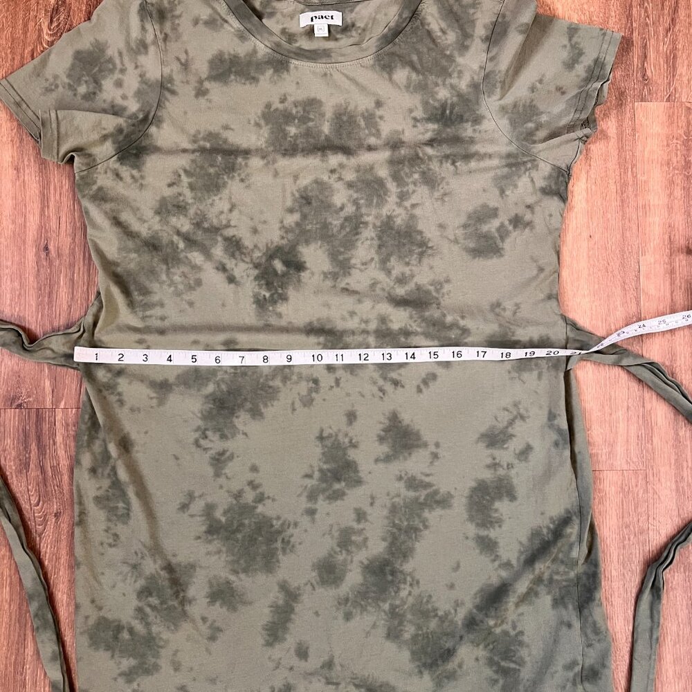 PACT Short Sleeve Tie Waist Dress Women's XL Green Tie Dye Organic Cotton - Picture 7 of 12